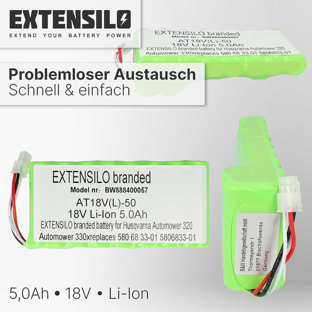 EXTENSILO Akku kompatibel mit Husqvarna Automower 420, 330X 2014, 330X 2015, 420 2016 Rasenroboter R