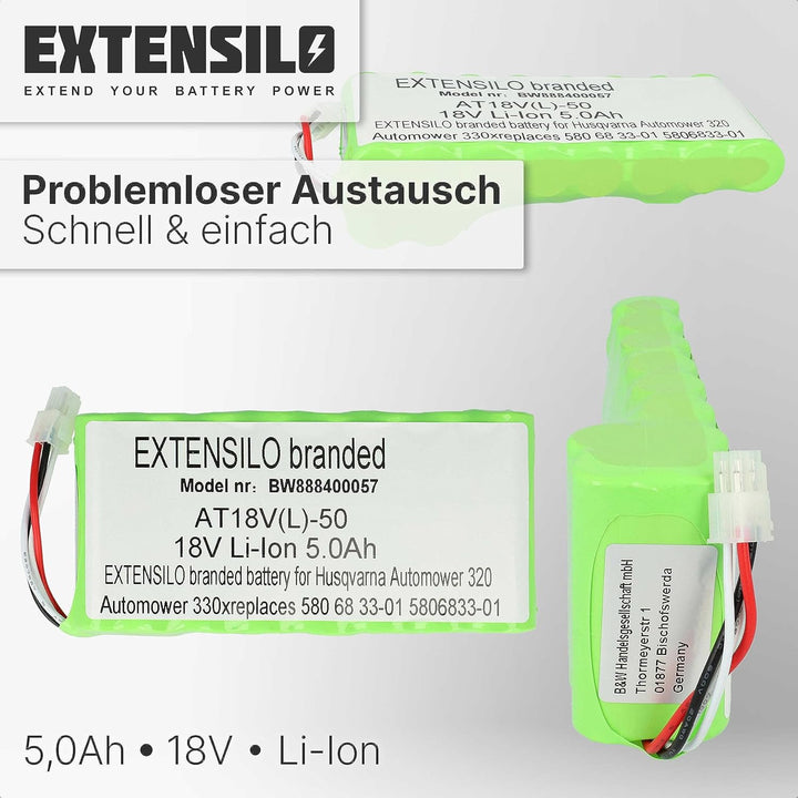 EXTENSILO Akku kompatibel mit Husqvarna Automower 420, 330X 2014, 330X 2015, 420 2016 Rasenroboter R