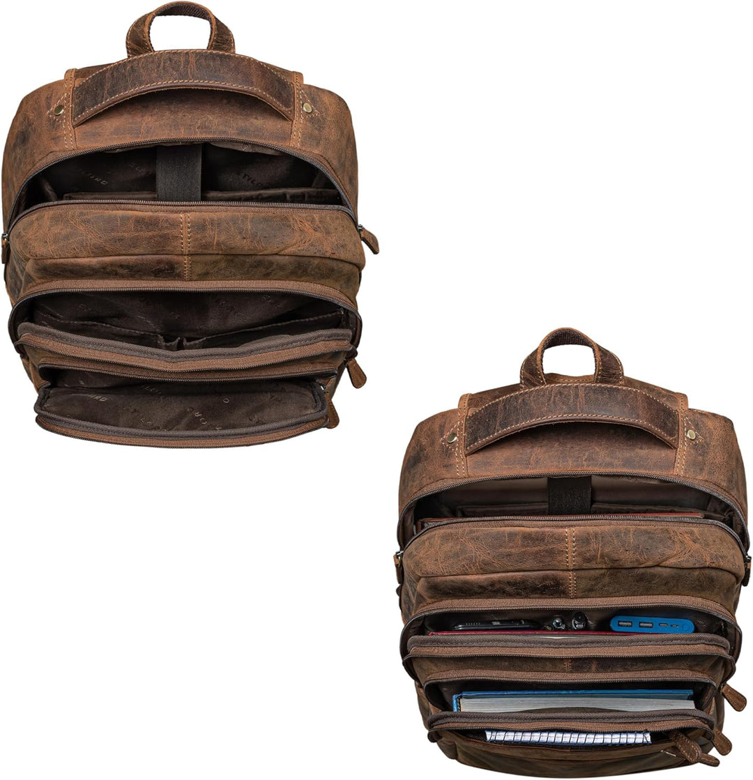 STILORD 'Keno' Leder Rucksack mit Laptopfach 15,6 Zoll Business Rucksack Herren und Damen Bürorucksa