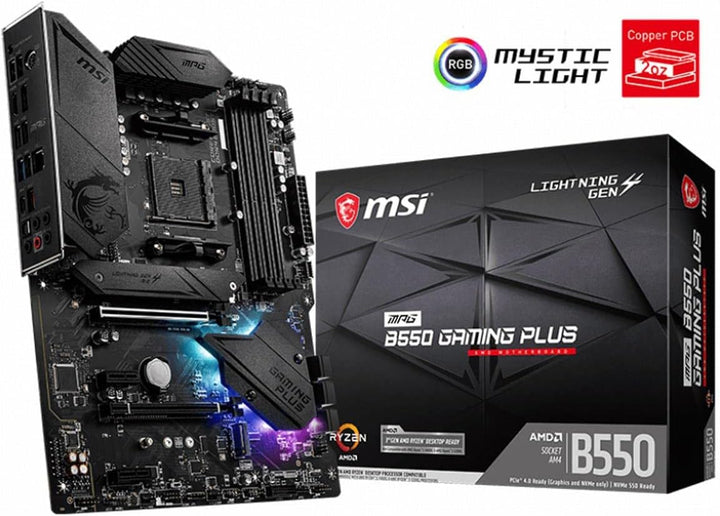 MSI MPG B550 Gaming Plus (ATX AMD AM4 DDR4 M.2 USB 3.2 Gen 2 HDMI ATX Gaming Motherboard AMD Ryzen™