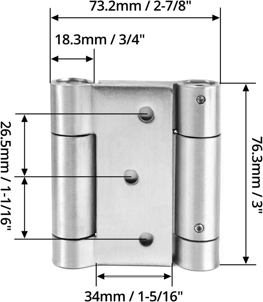 QWORK® Pendeltürband Türscharnier, 304 Edelstahl Scharniere für Pendeltür und Schwingtür für Cafe, S