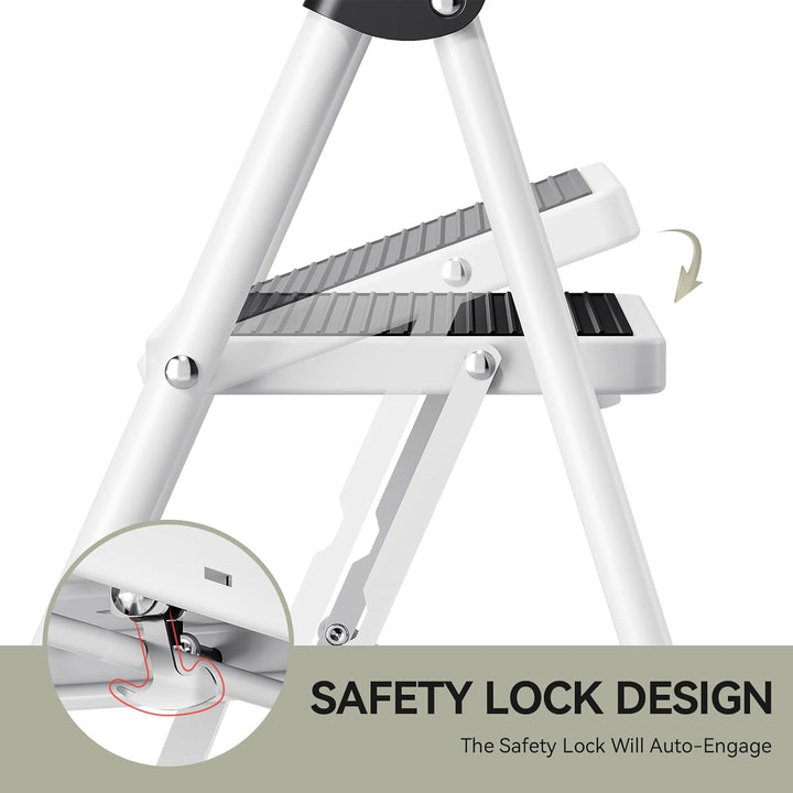 KINGRACK 2 Stufen Leiter, Trittleiter mit Handläufen, Stufenleiter, Klappleiter Tritthocker, Klapptr