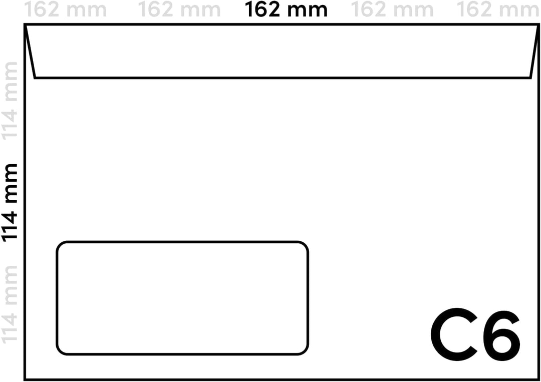 Netuno 1000 weisse Briefumschläge DIN C6 114x 162 mm gerade Klappe selbstklebend mit Fenster links 7