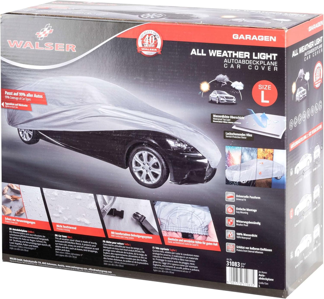 WALSER Abdeckplane Auto All Weather Light, Abdeckplane wasserdicht, 100% wetterfeste Auto Abdeckplan