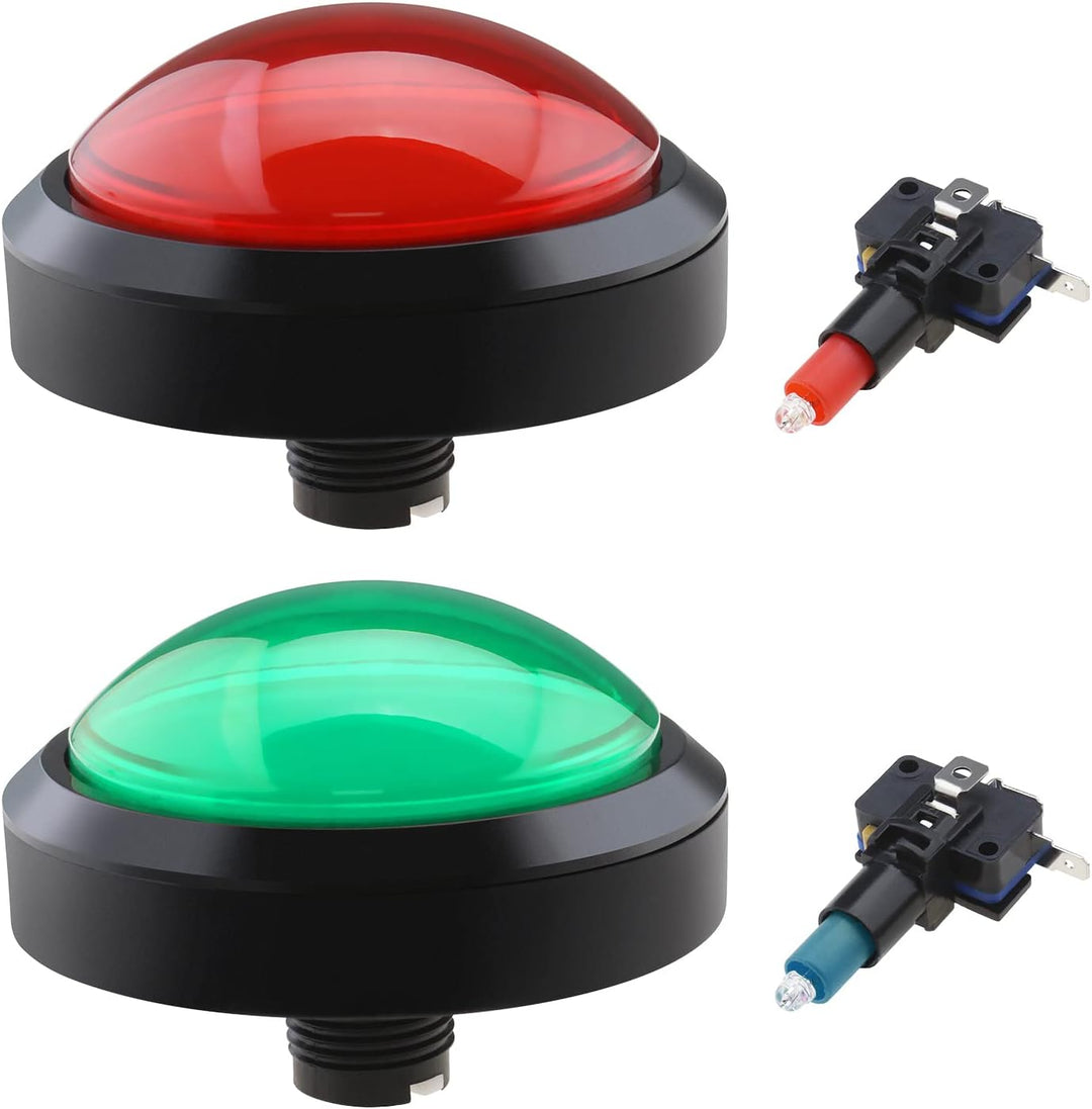 eMagTech 2 x 100 mm grosse Kuppel, 12 V LED-beleuchtete Druckknöpfe mit Mikroschalter für Arcade-Mas