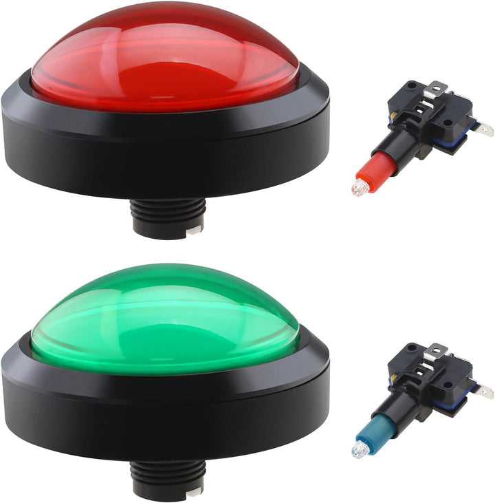 eMagTech 2 x 100 mm grosse Kuppel, 12 V LED-beleuchtete Druckknöpfe mit Mikroschalter für Arcade-Mas