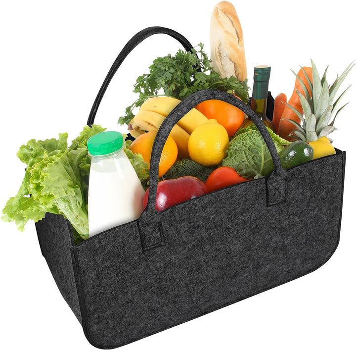 UISEBRT 2 Stück Kaminholztasche Filz, Filztaschen Shopper mit Tragegriffen, Kaminholzkorb Filztasche