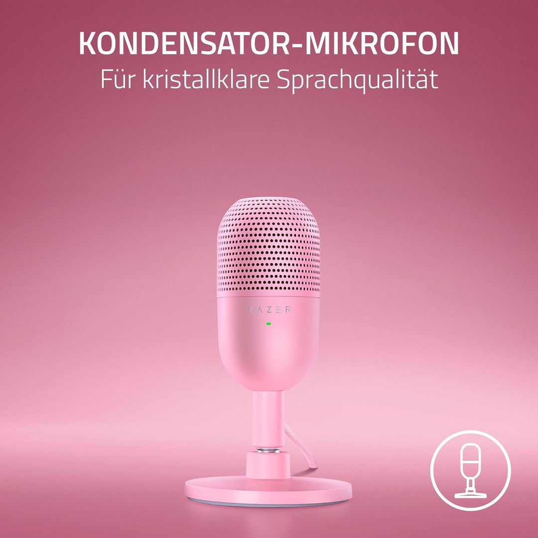 Razer Seiren V3 Mini - Ultrakompaktes USB-Mikrofon (14mm Supernieren Kondensatormikrofon, Tap-to-Mut