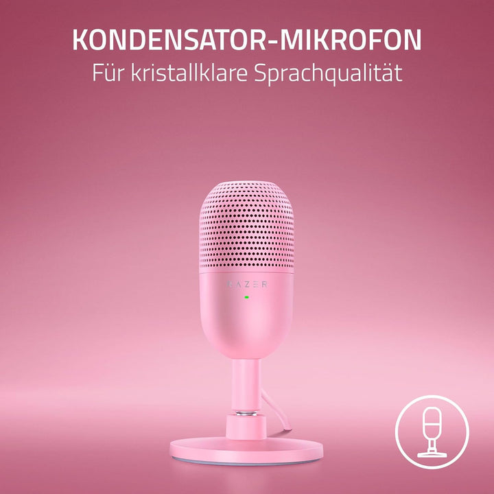 Razer Seiren V3 Mini - Ultrakompaktes USB-Mikrofon (14mm Supernieren Kondensatormikrofon, Tap-to-Mut