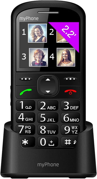 myPhone Halo 2 Mobiltelefon Senioren-Handy mit Ladestation ohne Vertrag 2.2 Zoll grosses Display Gro