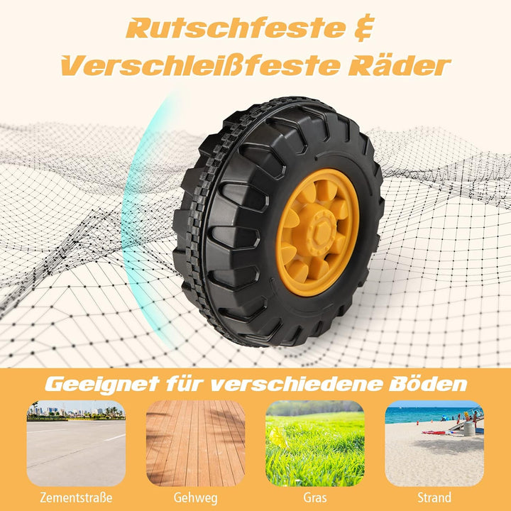 COSTWAY 6V Kinder Sitzbagger mit drehbarer und Verstellbarer Schaufel, Elektro Kinderbagger mit LED