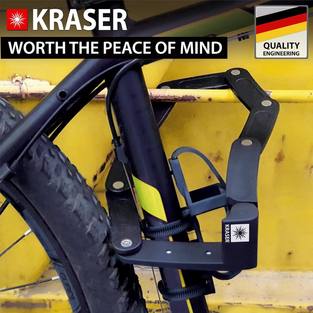 KRASER KR7022B Faltschloss Fahrrad, Fahrradschloss Faltbares aus gehärtetem Stahl, Universal 70cm +