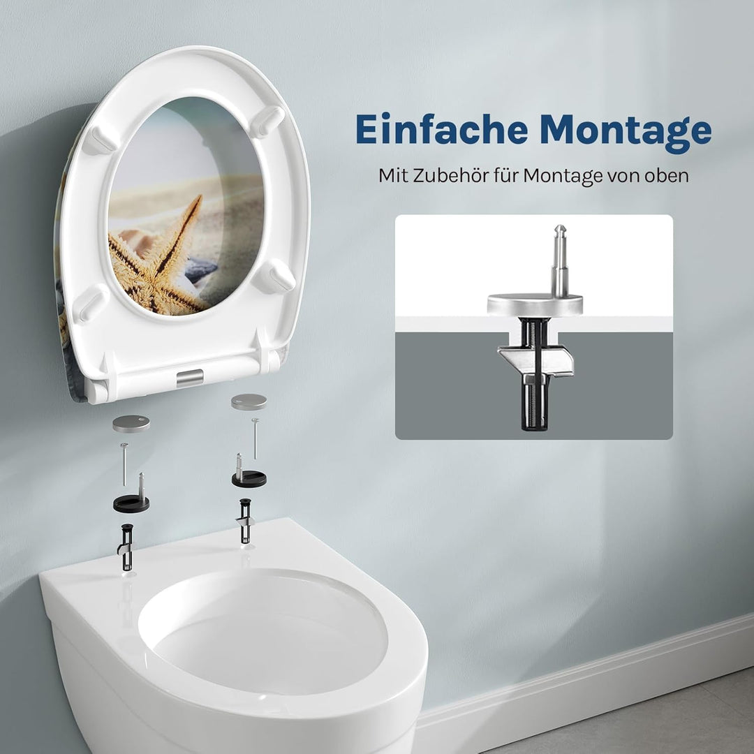 WOLTU Toilettendeckel mit Absenkautomatik Klodeckel WC Sitz Softclose antibakterielle Klobrille mit