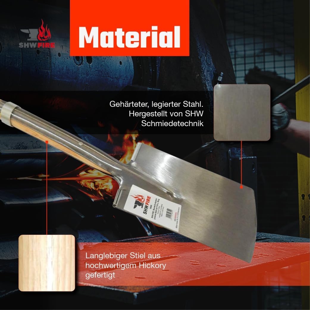 SHW-FIRE Baumschulspaten - Robuster Spaten für Harte und steinige Böden - 85cm mit Hickory T-Griff
