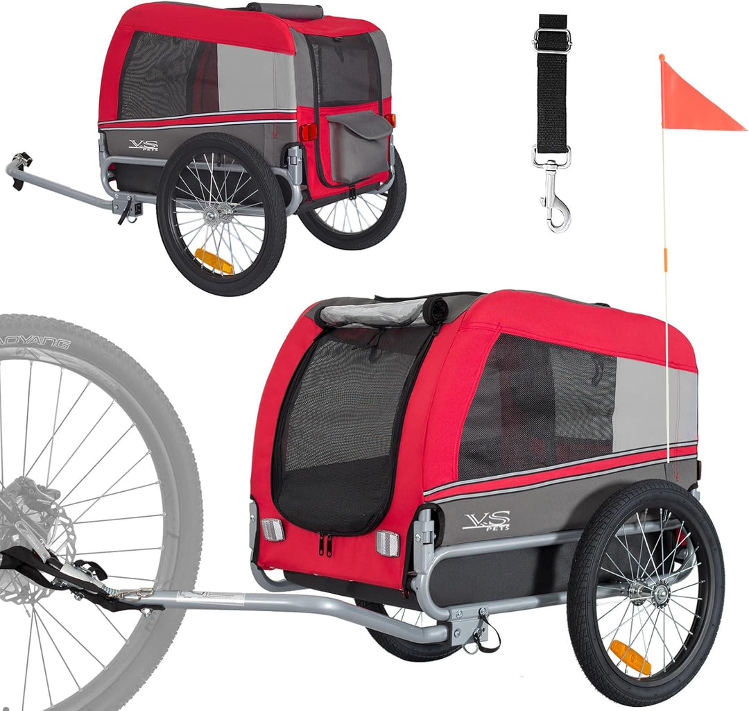 VS Pets M Hundeanhänger Fahrradanhänger für Hunde Hundefahrradanhänger 80201, ROT