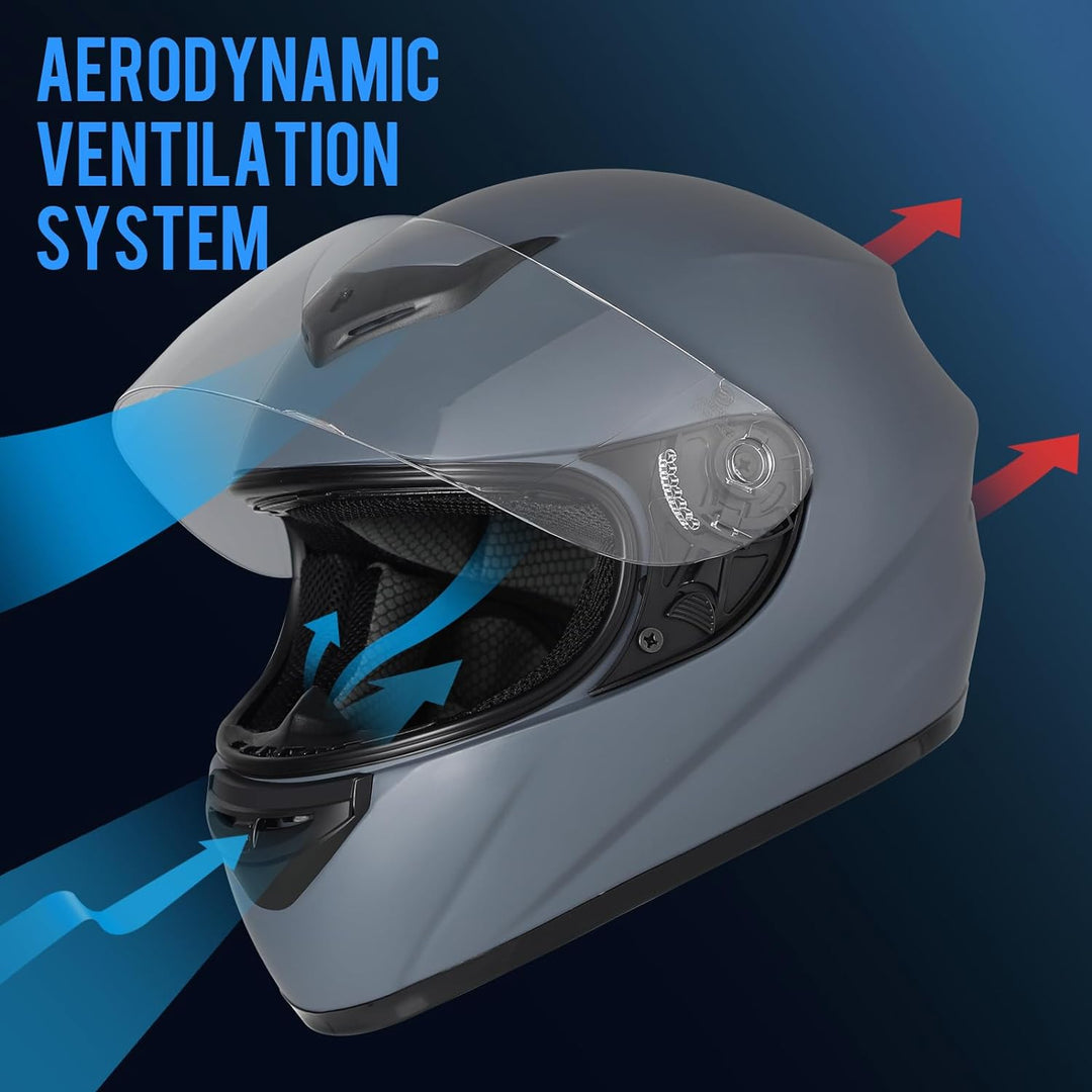 Favoto Motorradhelm Integralhelme für Erwachsene Vollvisierhelm Mopedhelm für Herren Damen Atmungsak