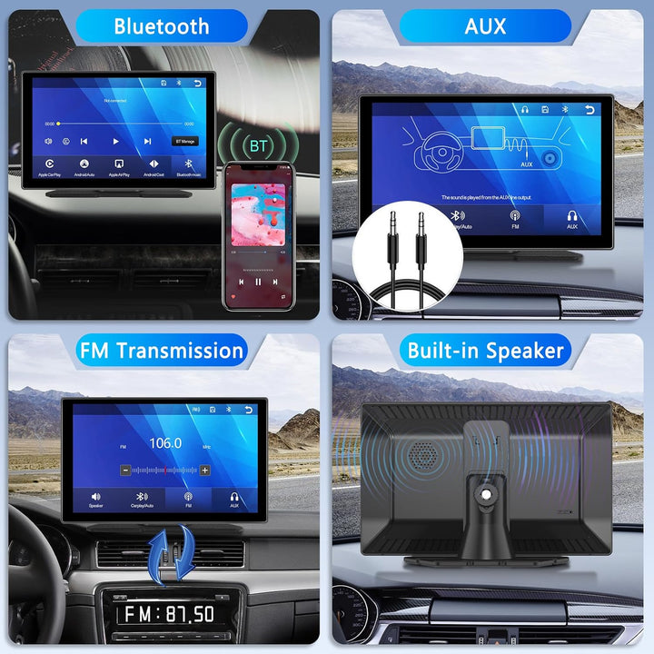 Hodozzy Tragbares Autoradio Wireless Carplay Android Auto,9 Zoll HD IPS Touchscreen Bildschirm mit A