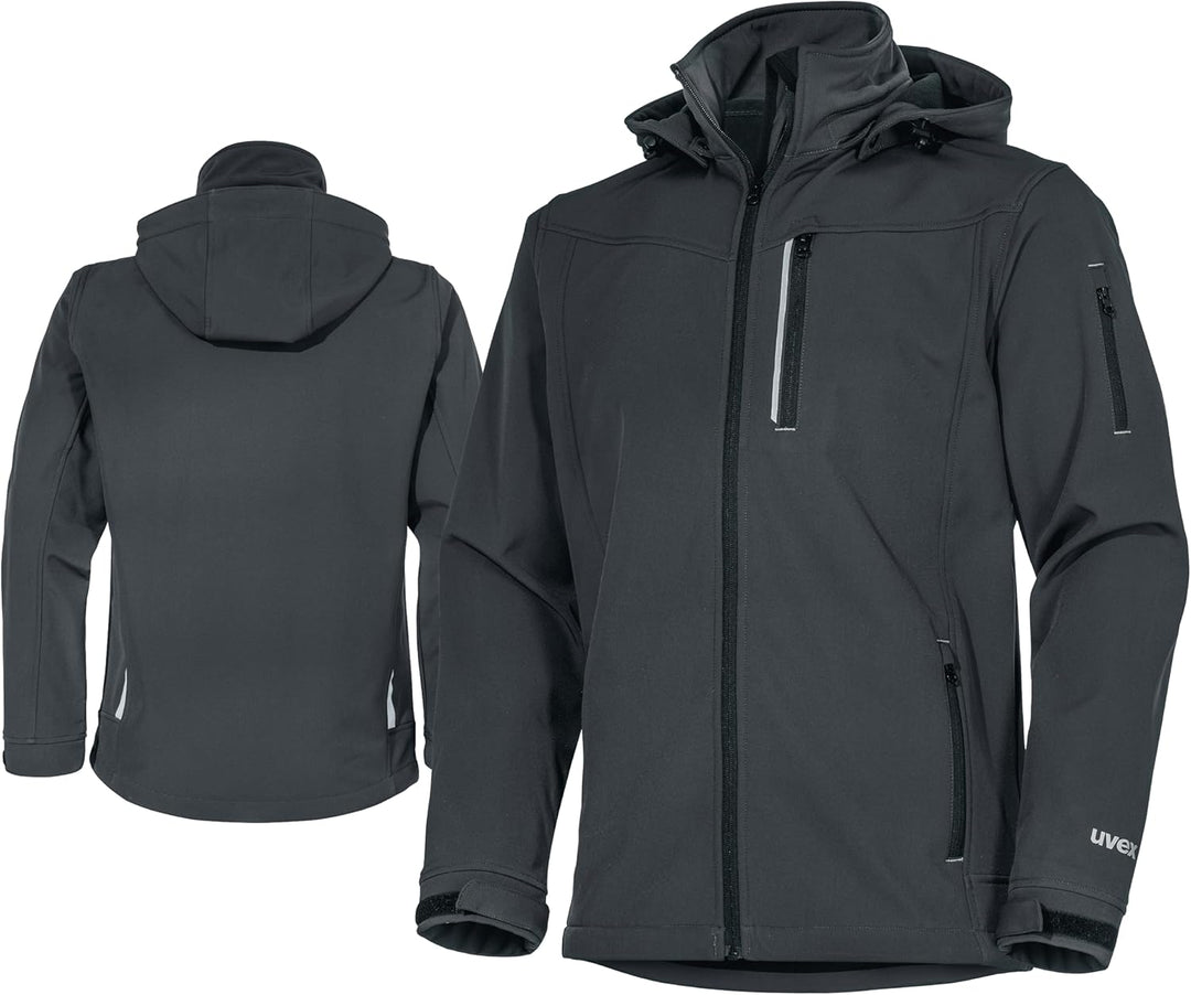 uvex tune-up Softshell-Arbeitsjacke - für Herren - Outdoorjacke XL Schwarz, XL Schwarz