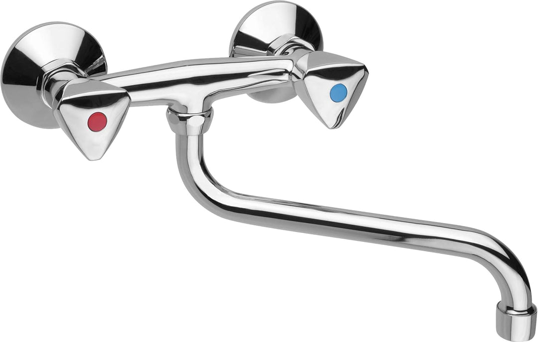 Cornat Spültisch-Zweigriffarmatur "Lisa" - Hochwertiger Messingkörper - verchromt - Schwenkbarer Aus