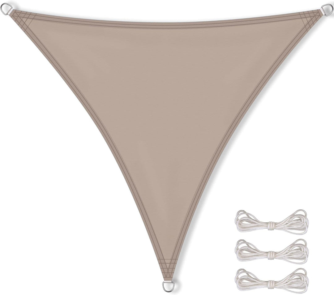 CelinaSun Sonnensegel PES Dreieck gleichseitig 3,6x3,6x3,6m Taupe UPF 50+ Premium Sonnenschutz inkl