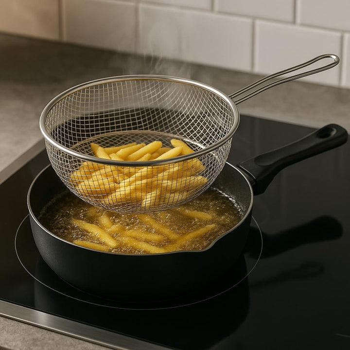 LS Kitchen - Fritier-Bratpfanne mit Antihaftbeschichtung - Frittierpfanne - Pfanne mit Frittierkorb