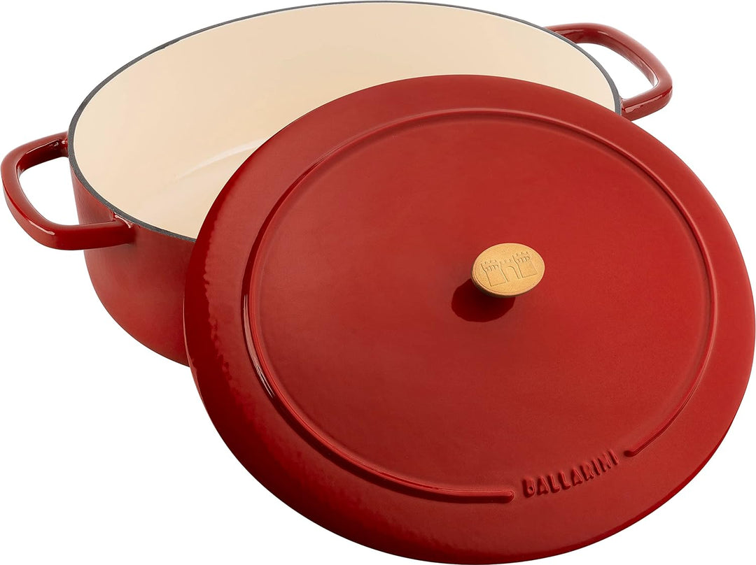 BALLARINI Bellamonte Auflaufform, Bräter, Dutch Oven, Emailliertes Gusseisen, Oval, 37cm, 9,5 L, Rot