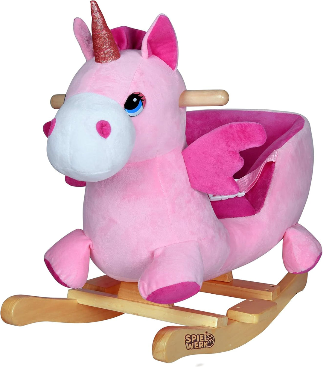 Deuba® Schaukeleinhorn Schaukeltier Plüsch Schaukel Wippe Pferd Einhorn Kinder Baby Spielzeug Sound-