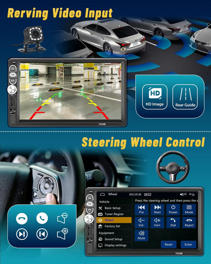 Hikity 1Din CarPlay Autoradio Android Auto Radio mit 7" Touch Bildschirm, Auto Radio Touch Display m