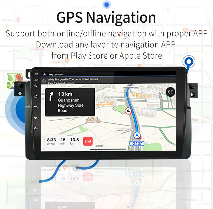 LEXXSON Android 10.1 Auto Radio Stereo 9 Zoll kapazitiver Touchscreen für BMW 3 Serie E46 323ci 325c