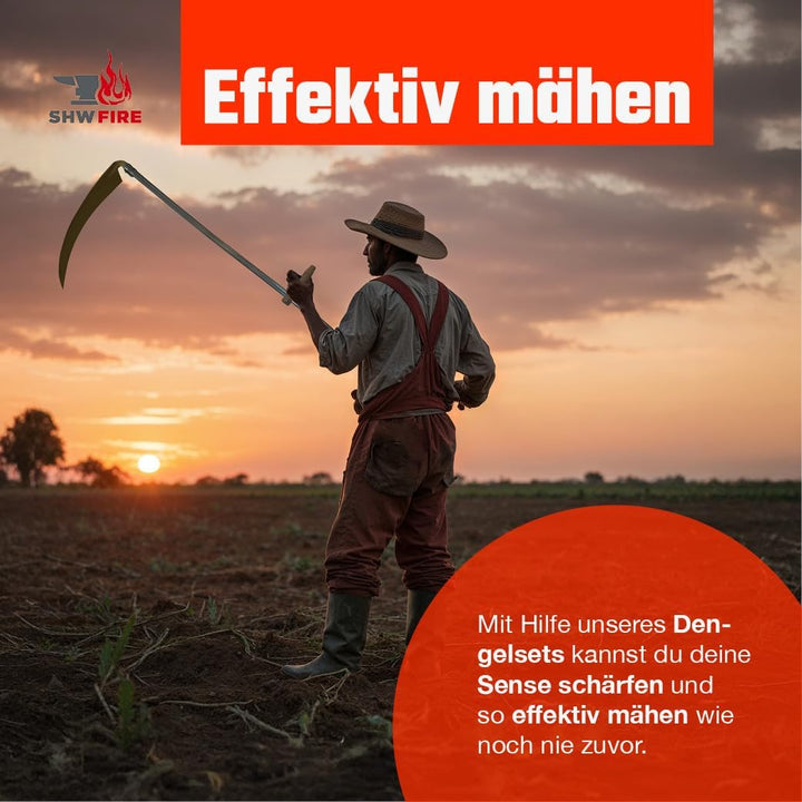 SHW-FIRE Dengelhammer und Dengelamboss Set - optimales Dengeln und Schärfen von Sensen
