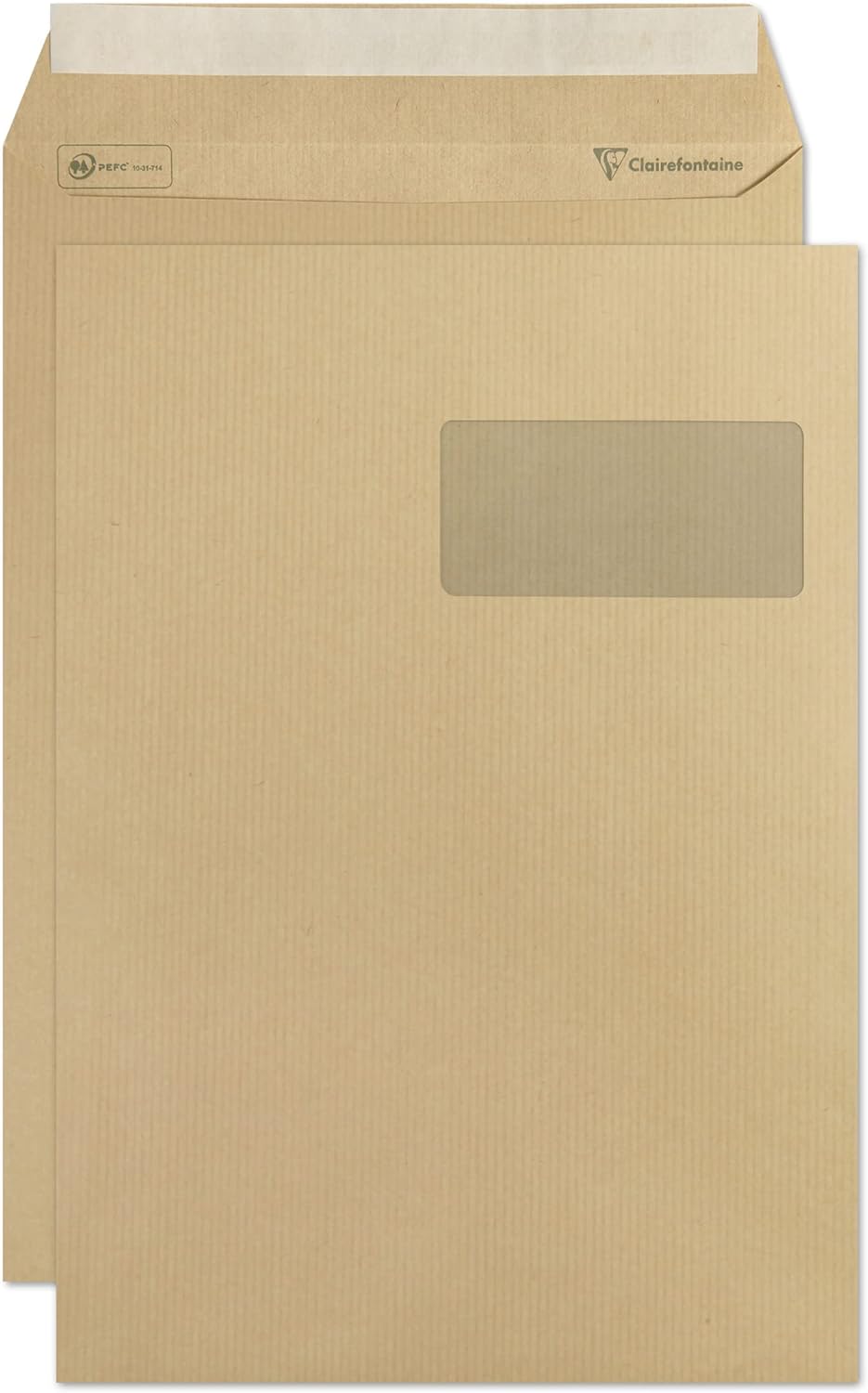Clairefontaine 10350C - Karton mit 250 Versandtaschen mit Rillen Kraftbraun C4-229x324 mm, selbstkle