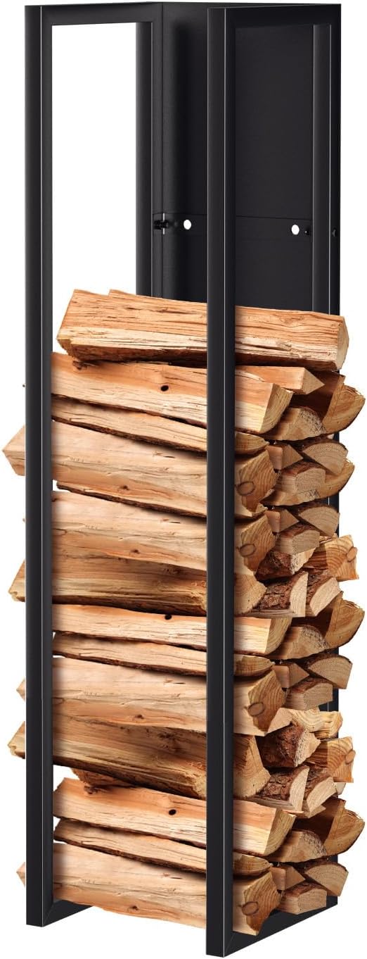 Lospitch Kaminholzregal Innen Metall Schwarz Kaminholzständer Wand Hängend Brennholz Holzhalter Bren