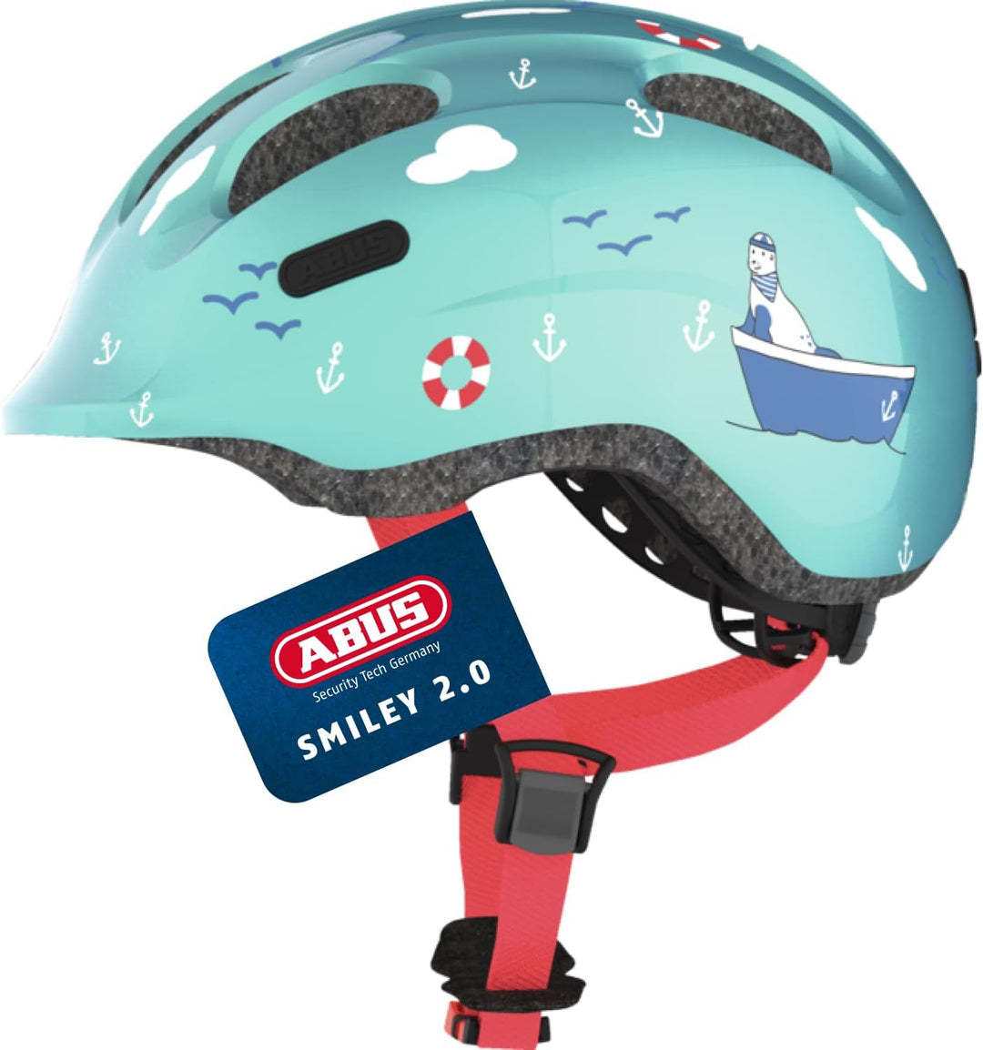 ABUS Kinderhelm Smiley 2.0 - Robuster Fahrradhelm für Mädchen und Jungs M (50-55 cm) turquoise sailo