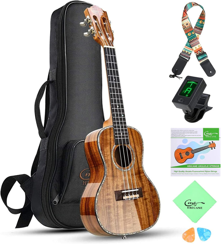 Hricane Konzert Ukulele aus Koa Feste Akazie Professional glatt glänzend Ukulelen Hawaii-Ukele Conze