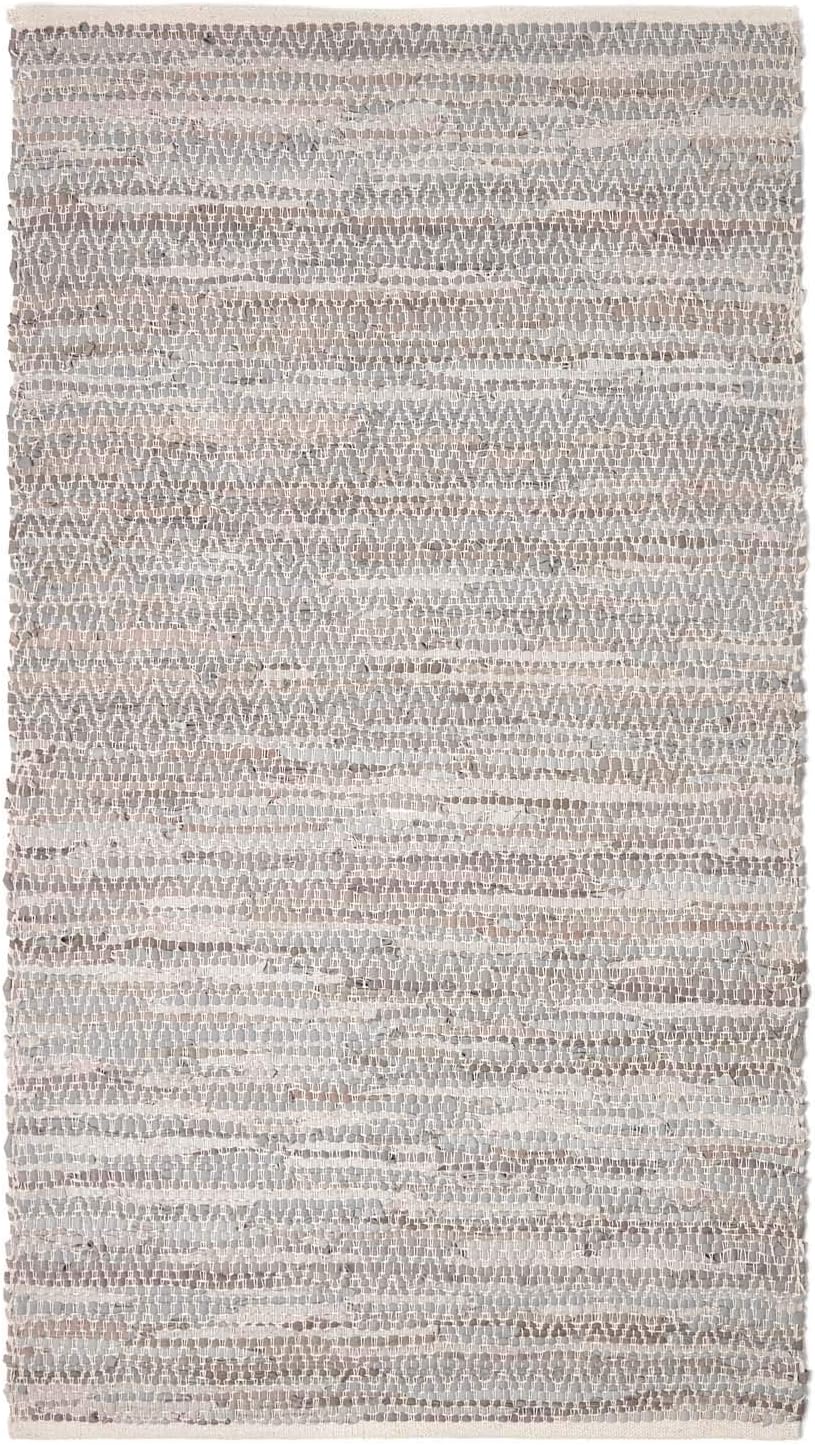 Homescapes Teppich/Bettvorleger aus 100% recyceltem Leder mit geometrischem Rautenmuster, 90 x 150 c