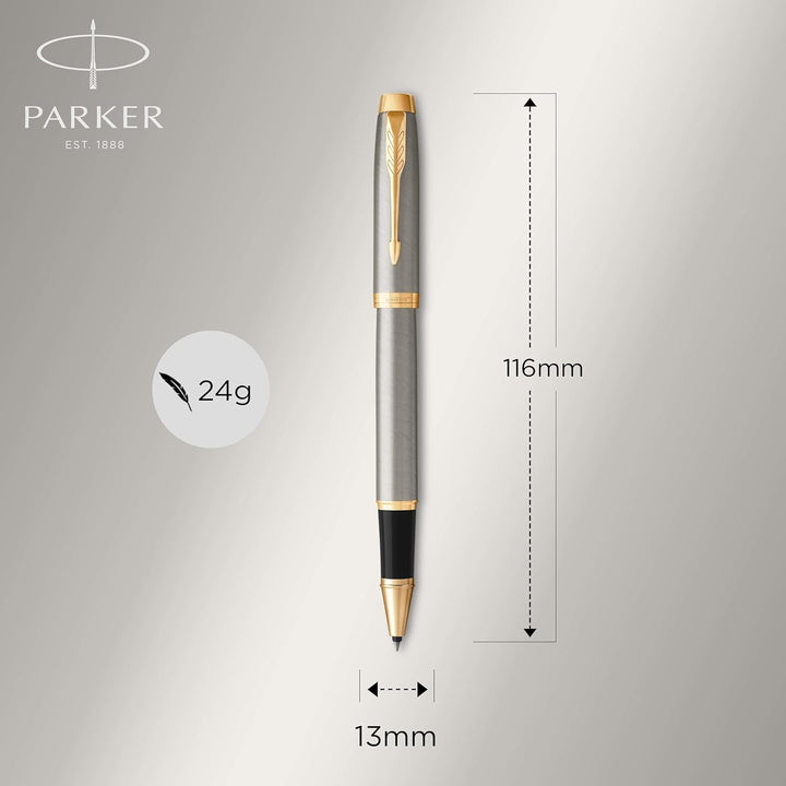 Parker IM Duo-Geschenkset mit Kugelschreiber & Tintenroller | Brushed Metal mit Goldzierteilen | Nac