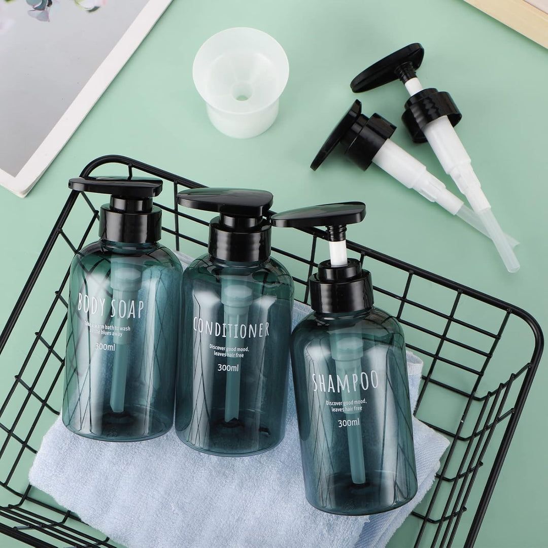 Segbeauty Duschflasche mit Trichter, 3 STK. 10,1 Unzen Nachfüllbare Kunststoff-Pressflaschen, 300 ml