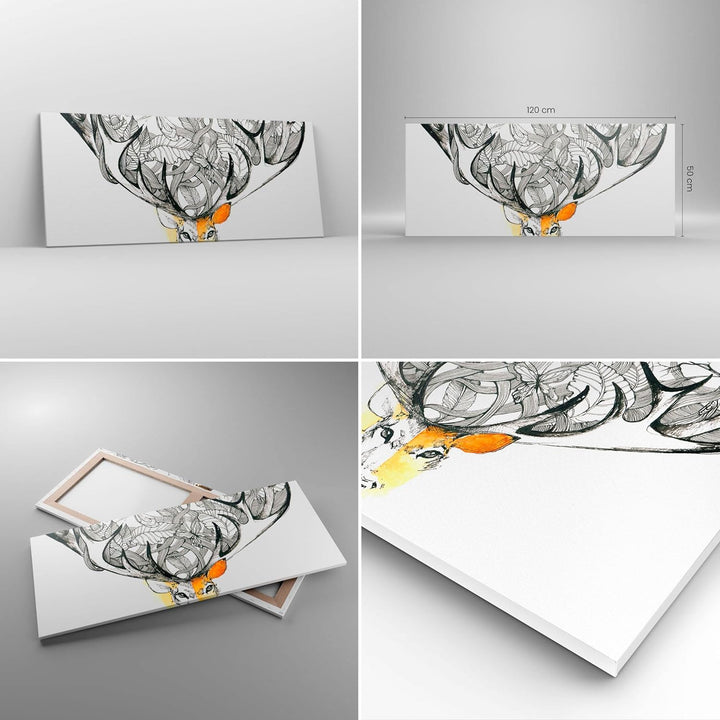 Wandbilder Dekoration Wohnzimmer Lieber Wilde Blumen Wald Panorama Bilder auf Leinwand 120x50cm Lein