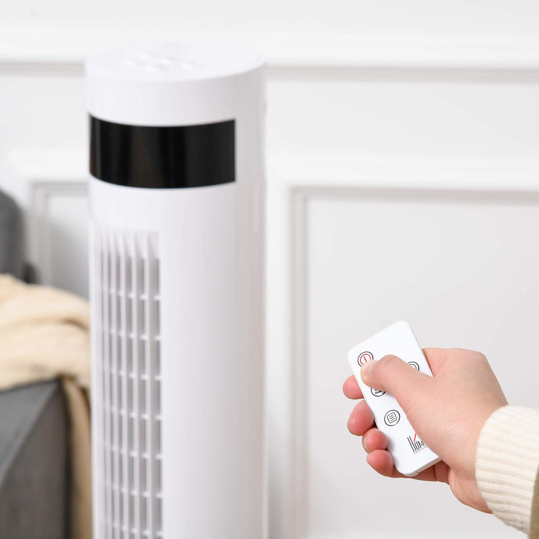 HOMCOM Turmventilator mit Fernsteuerung 85° Oszillierender Standventilator 110cm Säulenventilator 50