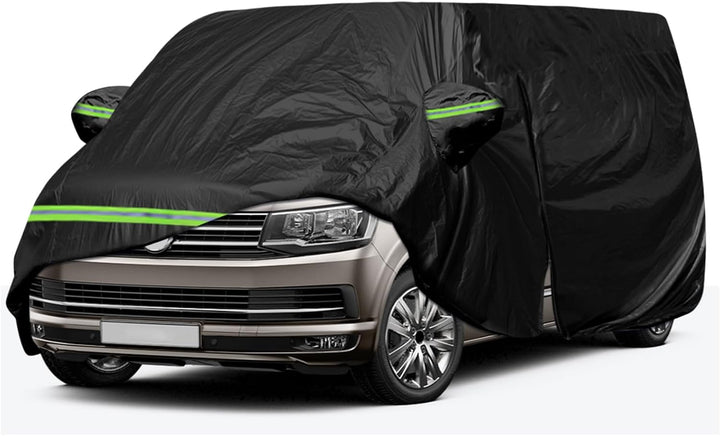 Autoabdeckung Wasserdicht Passend für VW T5 T6 SWB Transporter, Schwarz Vollgarage Autoplane mit Rei