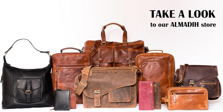 ALMADIH Damen Businesstasche 15 Zoll Aktentasche aus Echtleder mit Laptopfach - Leder Damen Business