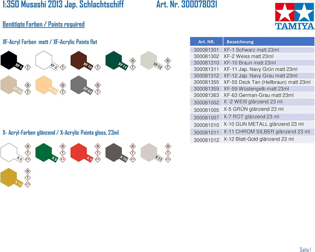Tamiya 300078031-1:350 Musashi 2013
