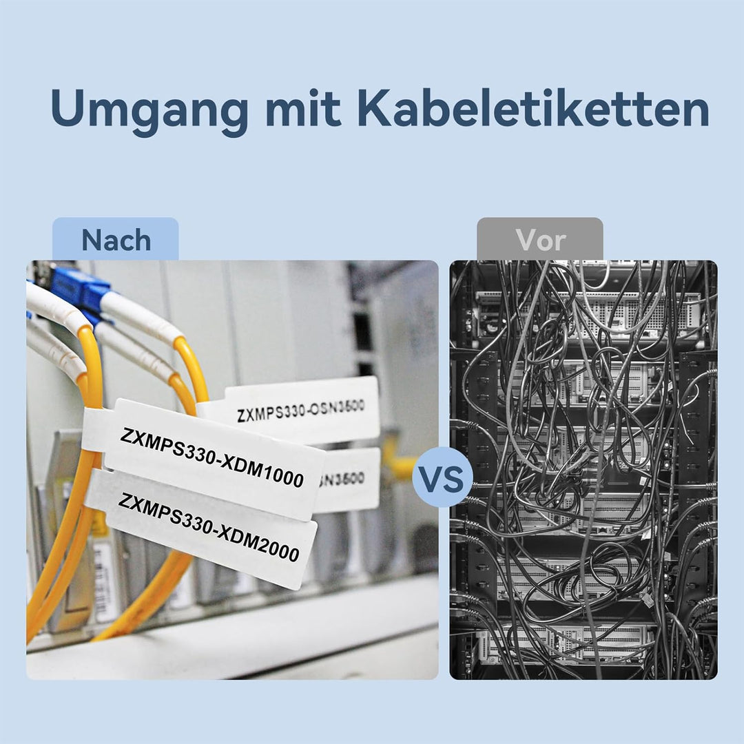 NIIMBOT Thermo Kabeletiketten, 12.5 x 109mm Etikettendrucker Thermo Papier Kompatibel mit dem D110 D