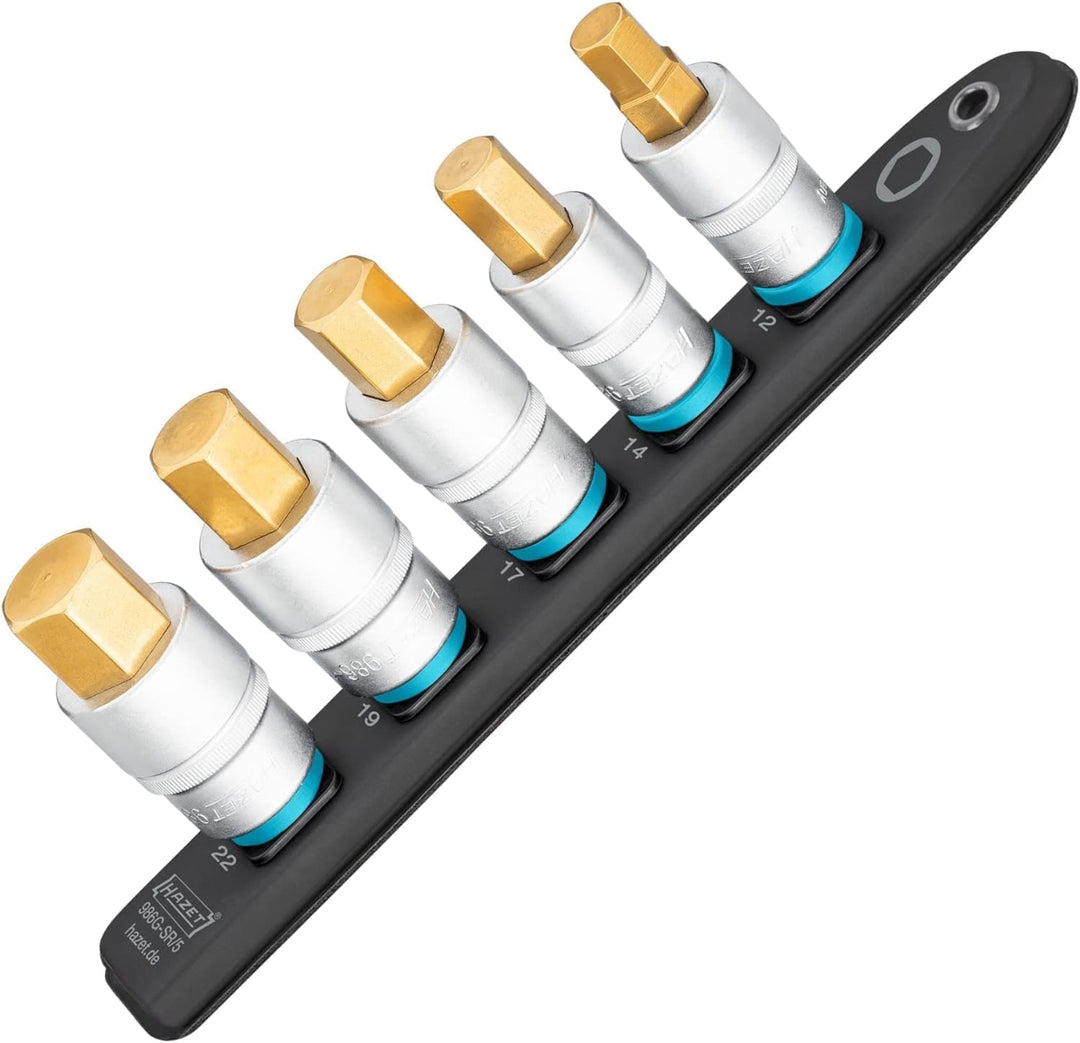 HAZET Smart-Rail 986G-SR/5 I magnetische Unterseite mit 5 Steckplätzen, Antrieb: Vierkant 12,5 mm (1
