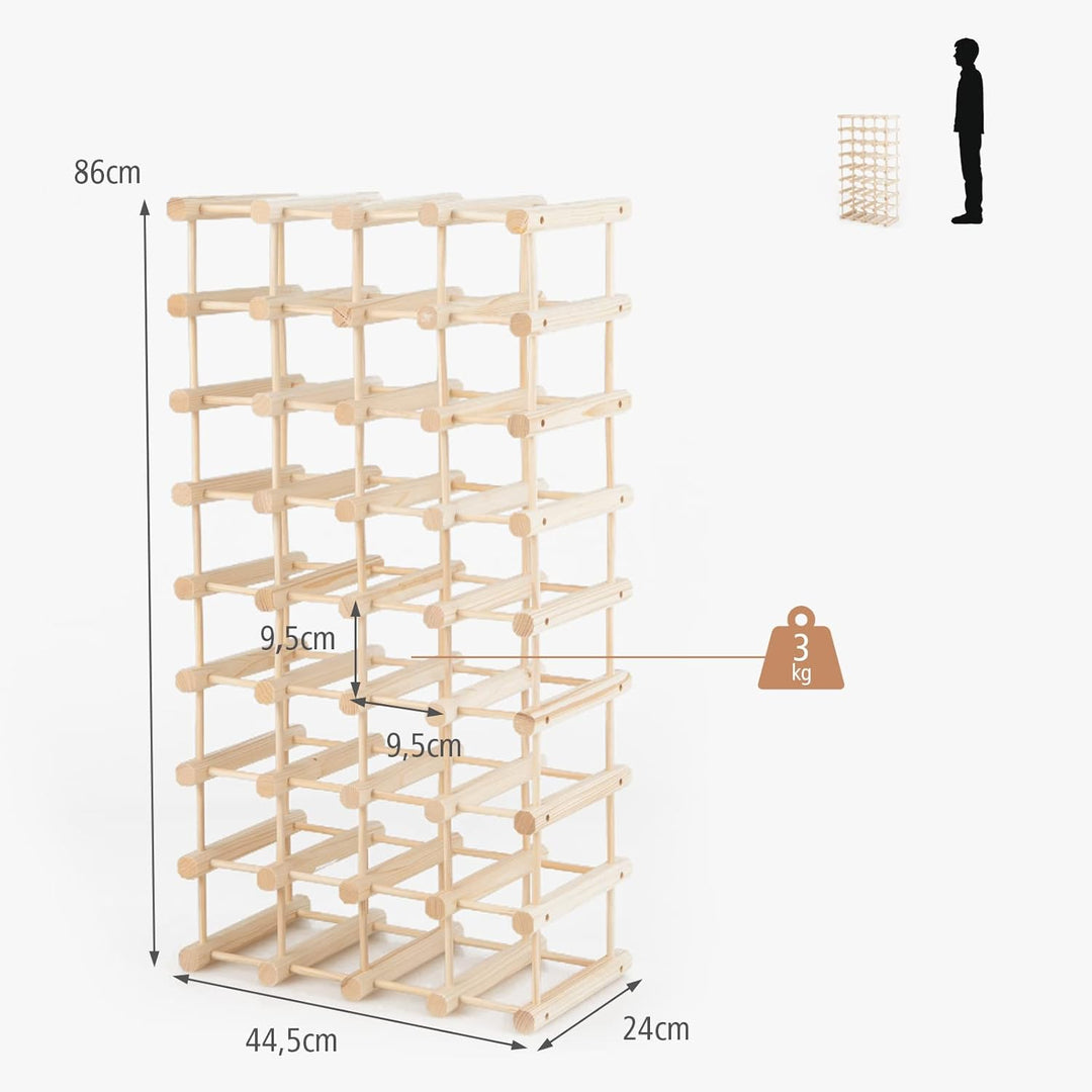 COSTWAY Weinregal Holz, Flaschenständer für 36 Flaschen, Weinständer frei kombinierbar, Flaschenhalt