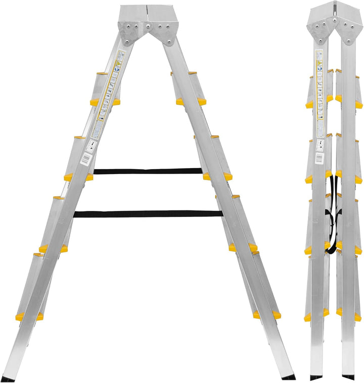 Zweiseitige Aluleiter Klappleiter Haushaltsleiter 2x5 Stehleiter Tragkraft 150kg TÜV | 5 Stufen / 15