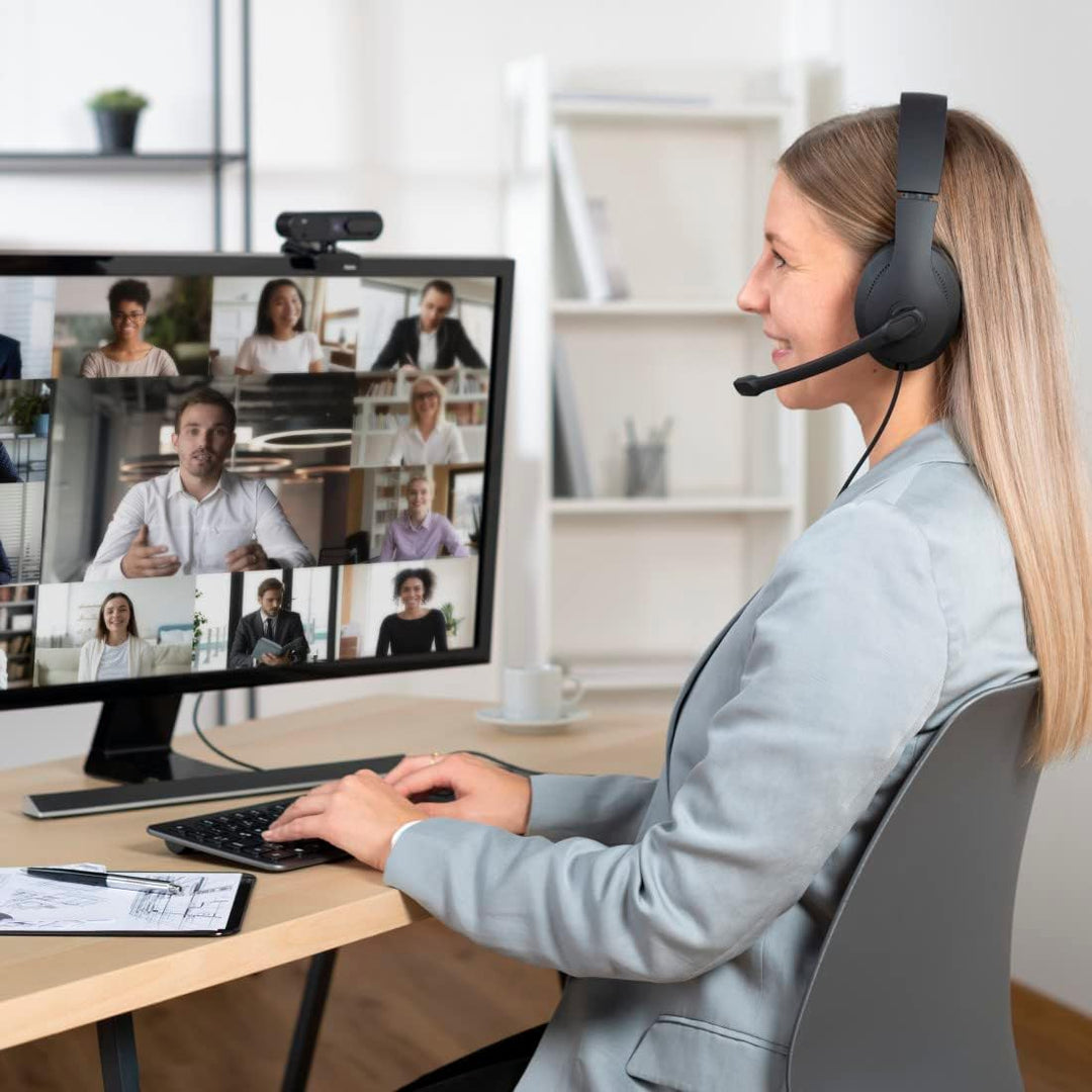 Hama Headset mit Mikrofon (kabelgebundene Kopfhörer USB A Anschluss, Aux, Stereo Headphones mit Kabe