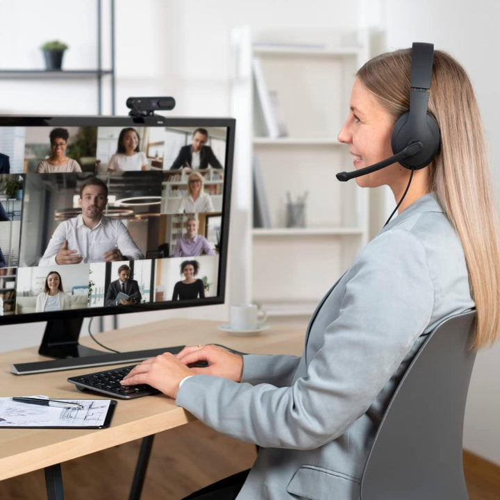 Hama Headset mit Mikrofon (kabelgebundene Kopfhörer USB A Anschluss, Aux, Stereo Headphones mit Kabe