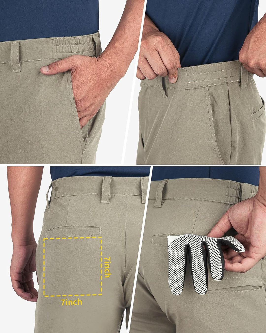 33,000ft Herren Golf Shorts Stretch Bermuda Shorts UPF 50+ Leichte Kurze Golfhose Chino Shorts Summe