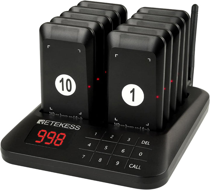 Retekess TD157 Pager Rufsystem, 400M Restaurant Pager, 2 Rufmodi, mit Vibration, Gruppenruf mit Eine